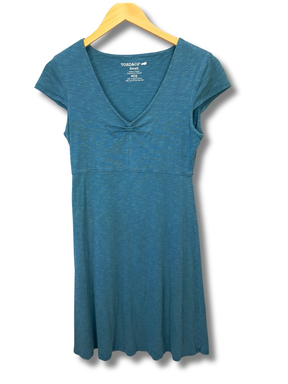 Toad&Co Teal V-Neck Short Sleeve Dress